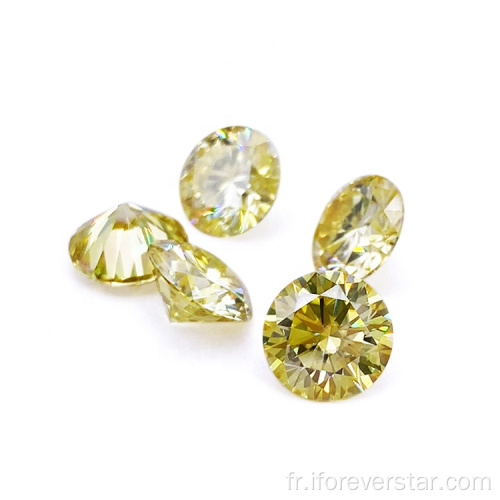 Diamant en pierre de Moisanite de couleur jaune clair